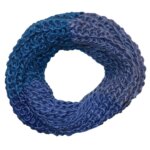Gebreide Winter Colsjaal Gestreept Donker Blauw Tinten