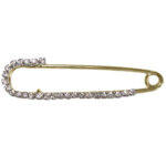 Grote Veiligheidsspeld / Ponchospeld Goud met Strass Steentjes