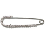 Grote Veiligheidsspeld / Ponchospeld Zilver met Strass Steentjes