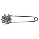 Grote Veiligheidsspeld / Ponchospeld met Strass Grijs