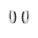 Karma Oorringen Hinged Hoops Black Zirconia Zilver