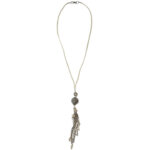Lange Suède Ketting met Ibiza Stijl Hanger Beige