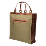 Leather Design Canvas Boodschappentas met Hunter Leer Groen