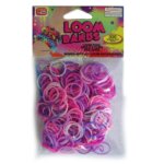 Loom Zakje met 300 Roze / Paars Tinten Elastiekjes en 11 S-Clips