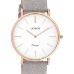 OOZOO Timepieces Horloge Vintage Glitter Taupe/Wit | C20151