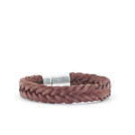 Qoss Heren Armband Gevlochten Leer Tom Bruin - Maat S