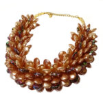 Statement Ketting Multiparel Druppel Collier Bruin/Beige