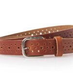 Timbelt Leren Gaatjes Riem Cognac