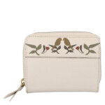 Leather Design Zip Around Portemonnee RFID Revival Vintage Lola Off White
