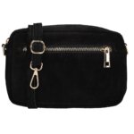 Charm London Suède Schoudertasje Camerabag Elisa Zwart