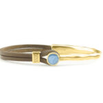 Qoss Taupe Armband Coco Hemelsblauw| Goud - Maat L