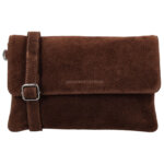 Hide & Stitches Suède Clutch/Schoudertas Brazos Donker Bruin