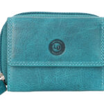 Leather Design Mini Wallet Portemonnee RFID Petrol