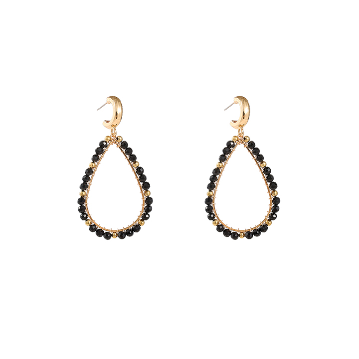 Day&Eve Hang Oorbellen Open Drop Black | Goud