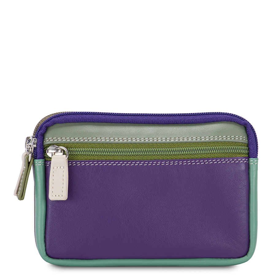Mywalit Small Leather Double Zip Purse Orchid
