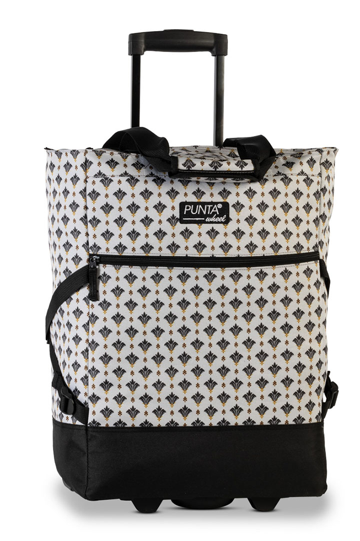 Punta Wheel Trolley Shopper Beige/Blauw met Patroon