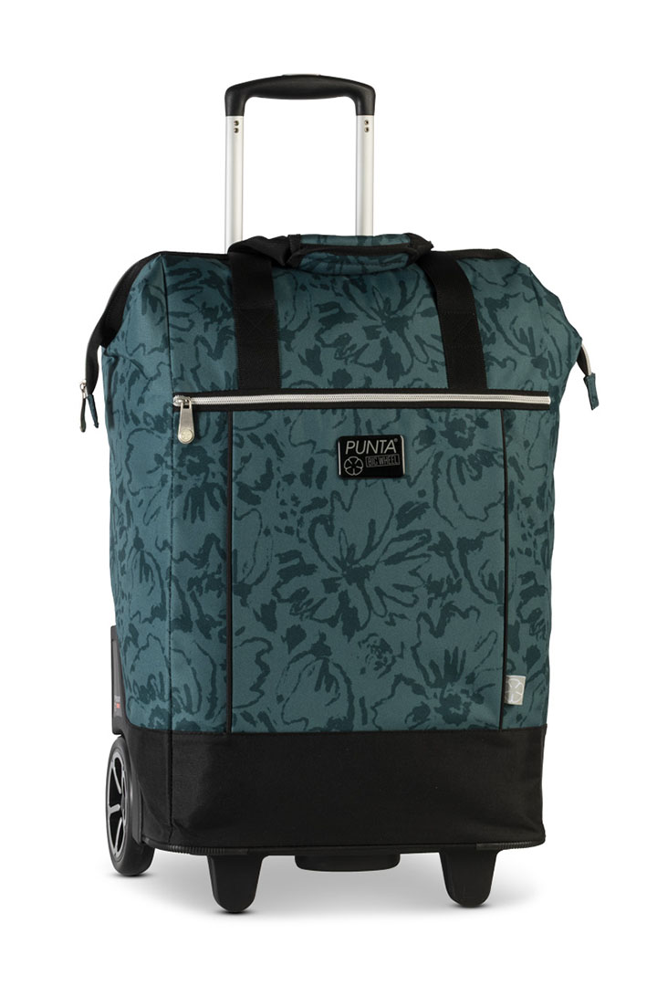 Punta Wheel Trolley Shopper Big Wheel Flowers Petrol