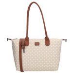 Charm London Handtas / Schoudertas Buckingham Stippen Wit-Taupe
