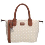 Charm London Handtas / Schoudertas Buckingham Stippen Wit-Taupe