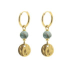Solid Gold Oorbel Munt Maifan Vintage Blue