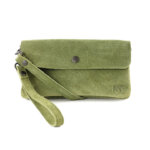 Bear Design Suède Clutch / Mini Schoudertasje Lydia Moss Green