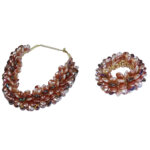 Statement Ketting en Armband Multiparel Druppel Bruin/Beige Set