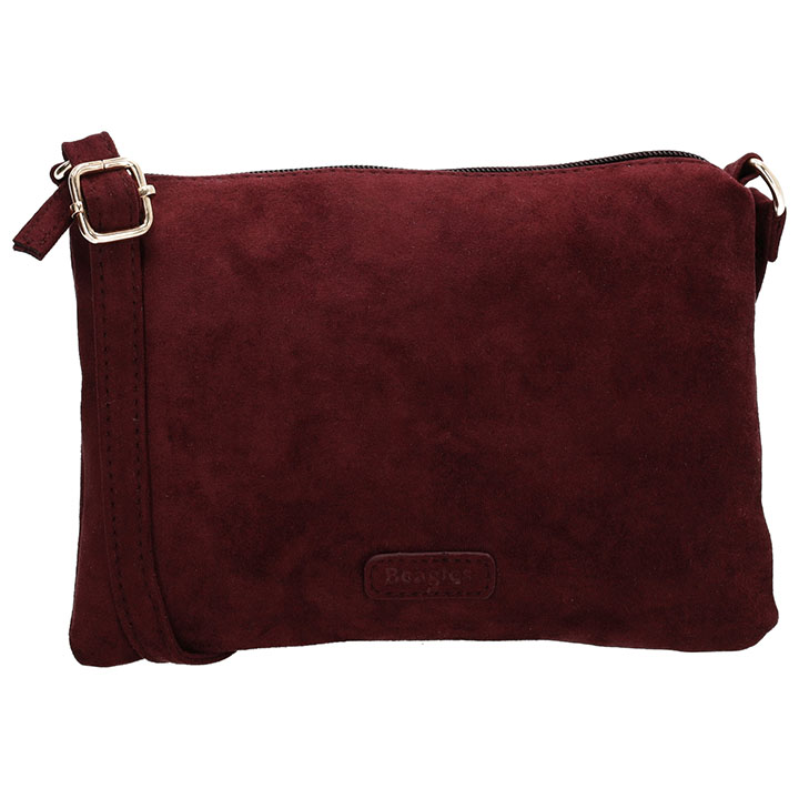 Beagles Faux Suède Schoudertasje Flat Chino Bordeaux