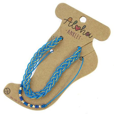 Aloha Set van 2 Enkelbandjes Blauw / Goud