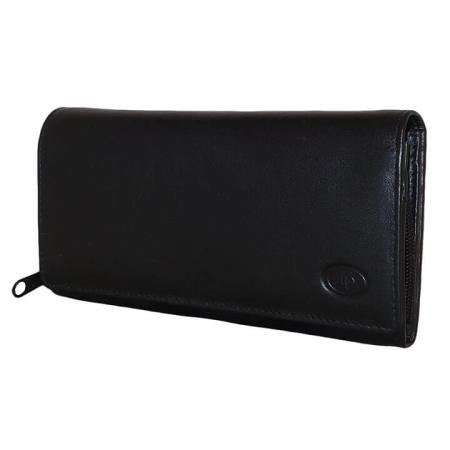 Leather Design Ruime Overslag Portemonnee Zwart