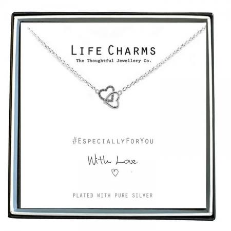 Life Charms - EFY033N - Necklace Silver Crystal Entwined Hearts