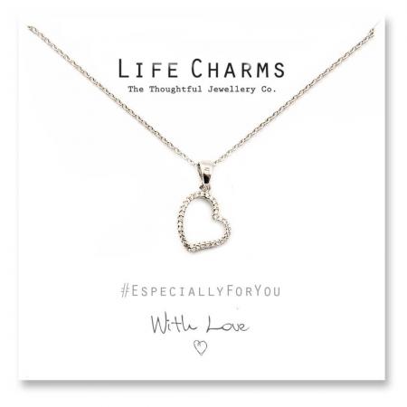Life Charms - YY02 - Necklace Silver CZ Open Heart