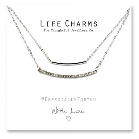 Life Charms - YY09 - Necklace 2 Layer Crystal Bar