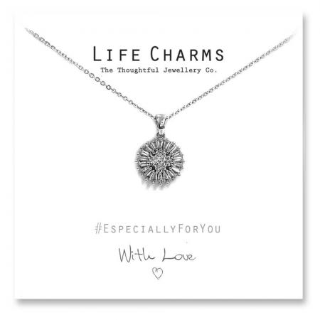 Life Charms - YY18 - Necklace Silver CZ Sunflower