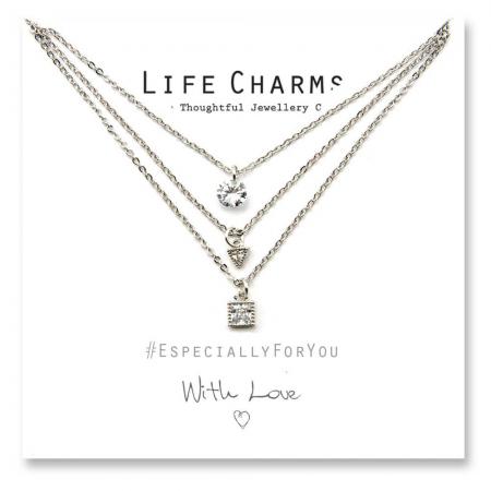 Life Charms - YY19 - Necklace 3 layer Crystal Cascade