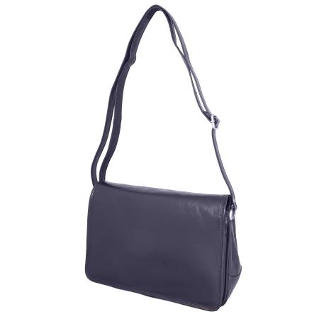 Leather Design Schoudertas met Overslag Donker Blauw