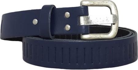 Leren Gleufjes Riem Blauw