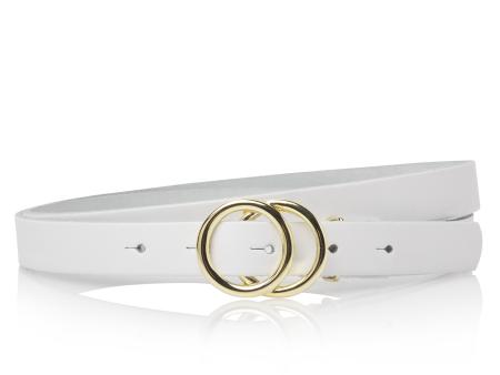 Take It Leren Riem Double Rings Wit