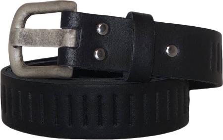 Leren Gleufjes Riem Zwart