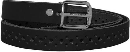 Leren Smalle Gaatjes Riem Zwart