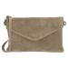 Charm Suède Envelop Clutch / Avondtasje Licht Grijs