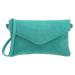 Charm Suède Envelop Clutch / Avondtasje Aqua Blauw
