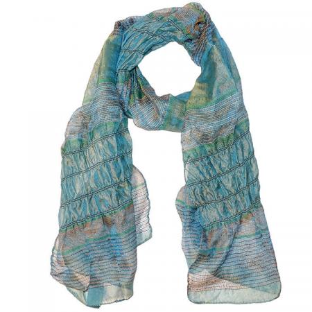 Langwerpige Doorgestikte Sjaal met Turquoise Tinten