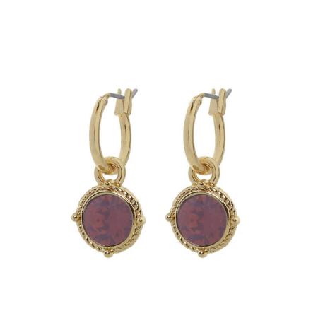 Biba Hang Oorbellen Goud met Swarovski Steentje Cyclamen Opal