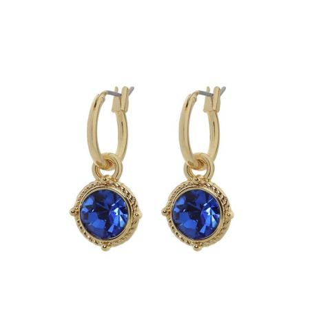 Biba Hang Oorbellen Goud met Swarovski Steentje Sapphire