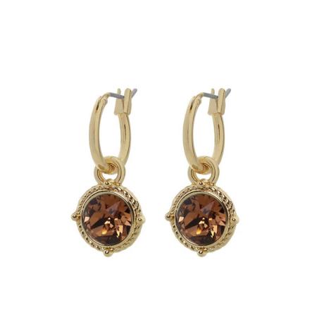 Biba Hang Oorbellen Goud met Swarovski Steentje Lt. Sm. Topaz