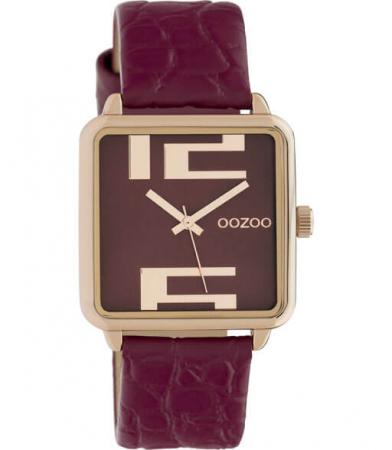 OOZOO Timepieces Horloge Croco Burgundy | C10368