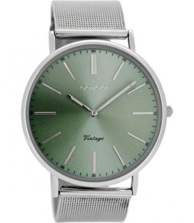 OOZOO Timepieces Horloge Zilver/Groen | C8175