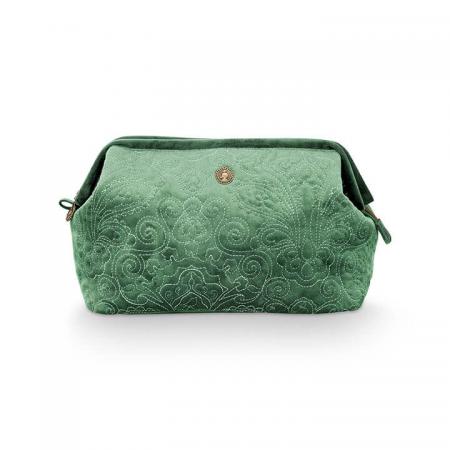 Pip Studio Toilettas Cosmetic Purse Extra Large Velvet Quilted Green