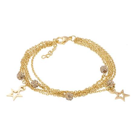 iXXXi Schakel Armband Chain Ball Star Goud