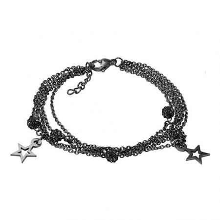 iXXXi Schakel Armband Chain Ball Star Zwart